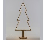 Albero di Natale in legno con base led bianco caldo 145cm